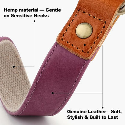 Plutus Pet Genuine Leather & Hemp Dog Collar – Adjustable Heavy Duty Pet Collar - Image 2