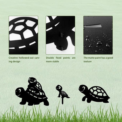 3 Pack Turtle Metal Garden Decorative Stakes, Weather Proof Silhouette Statues - Image 5
