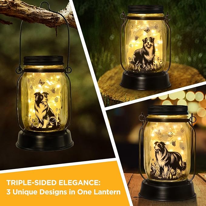 Border Collie Gifts for Women/Men Border Collie Solar Lanterns Dog Mom Birthday - Image 2