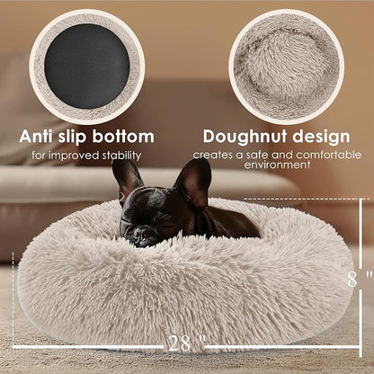 28in Large Dog Bed, Medium Size Dog and Cats, Calming Donut Bed - Image 3