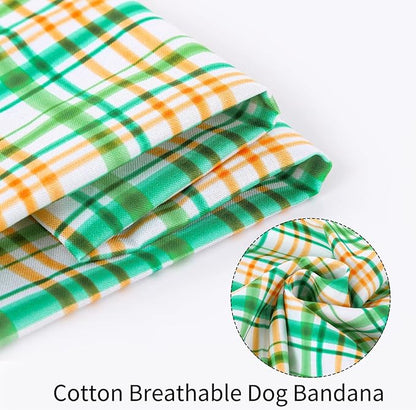 ARING PET Dog Bandana, Cotton Green Plaid Pet Bandanas, Soft Comfortable Cute - Image 2