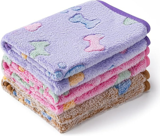 1 Pack 3 Blankets Super Soft Fluffy Premium Fleece Pet Blanket Flannel Paw by CADONO