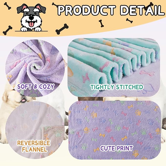 Rezutan Dog Blankets for 3 Pack Medium Blanket Cat Soft Fuzzy Blankets Washable - Image 2