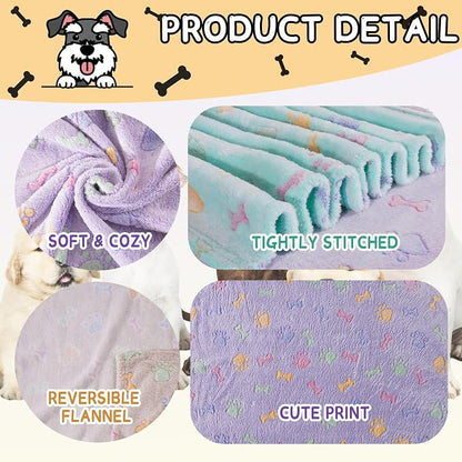 Rezutan Dog Blankets for 3 Pack Medium Blanket Cat Soft Fuzzy Blankets Washable - Image 2
