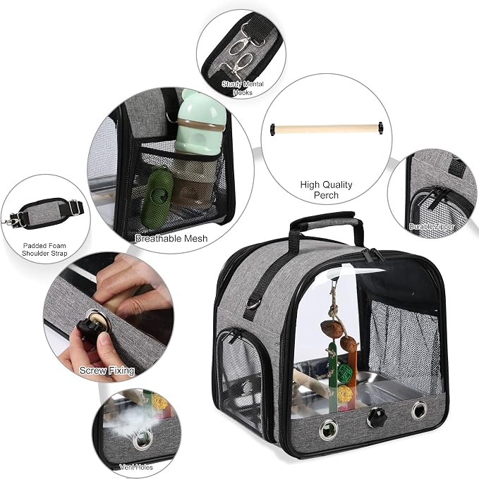 SUERTREE Bird Carrier Bag Bird Travel Cage - Image 3