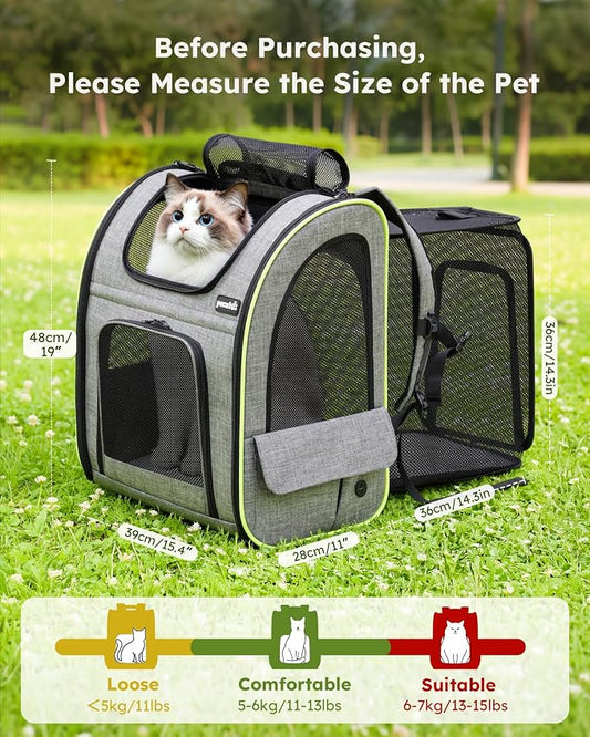 Pecute Cat Backpack Carrier XL, Expandable Pet Backpack - Image 2