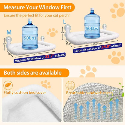 L&W BROS. 2PC Cat Window Perch Cushion Bed Cat Hammock - Image 3