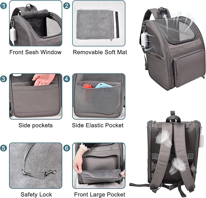 Jespet Pet Backpack Carrier for Small Dog, Soft Carrier Backpack Ideal for - Image 2