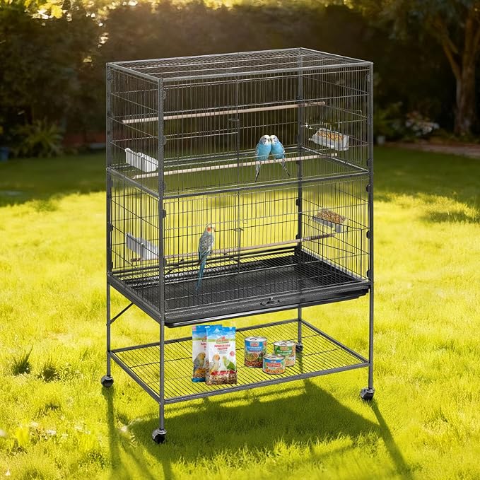 VEVOR Bird Cage, 36.6 x 22.8 x 59.5 inch, Flat Top, Wrought Iron Bird Flight - Image 8