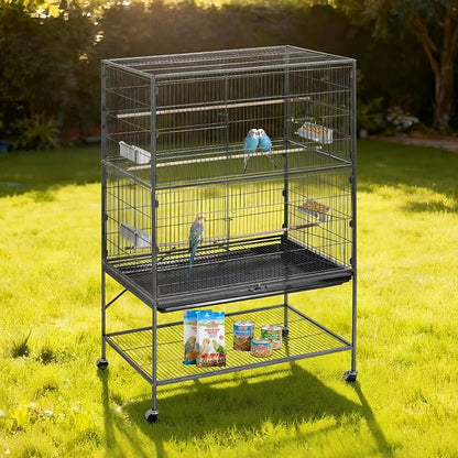 VEVOR Bird Cage, 36.6 x 22.8 x 59.5 inch, Flat Top, Wrought Iron Bird Flight - Image 8