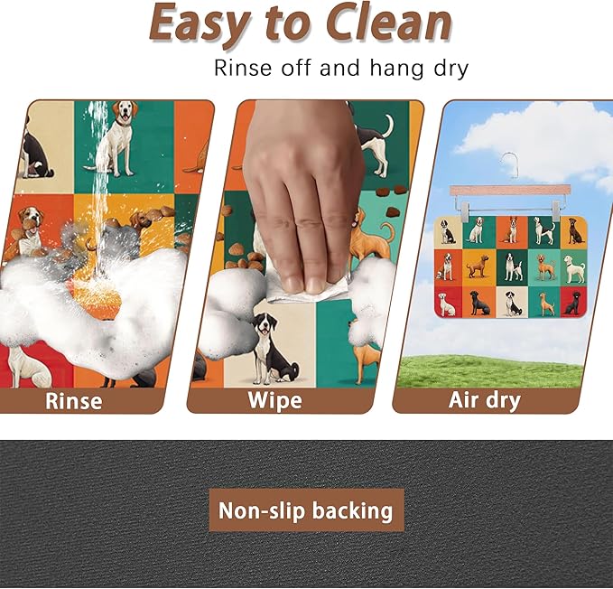Cute Dog Cat Food Mat, Absorbent Pet Feeding Mat - Image 4