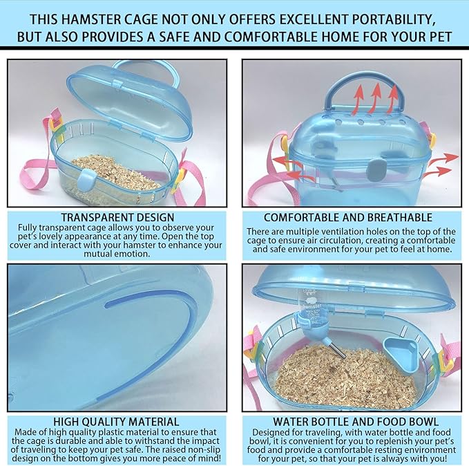Portable Hamster Cage Syrian Hamster Carry Travel Cage - Image 4