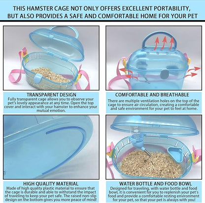 Portable Hamster Cage Syrian Hamster Carry Travel Cage - Image 4