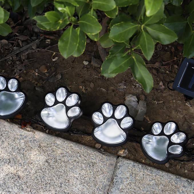 Animal Paw Print Solar Lights Outdoor Garden Decor, 4 Pack Paw Print Lights - Image 7