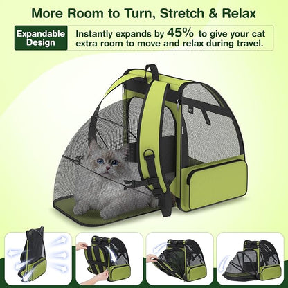Cat Backpack Carrier for Travel Hiking: Expandable Foldable Breathable Mesh - Image 3