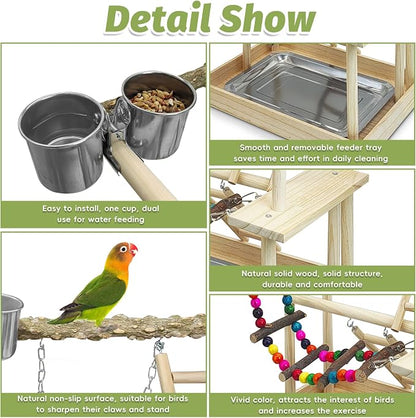 PINVNBY Bird Playground Parrot Perch Stand Play Gym Cockatiel Wood Bird Toys - Image 4