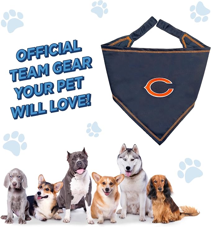 Pets First NFL Chicago Bears TIE Bandana, Large/X-Large. Dog Cat Scarf Bib - Image 7