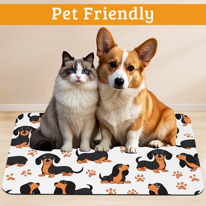 Dog Bowl Mat, Dog Dachshund Pet Feeding Mat - Image 2