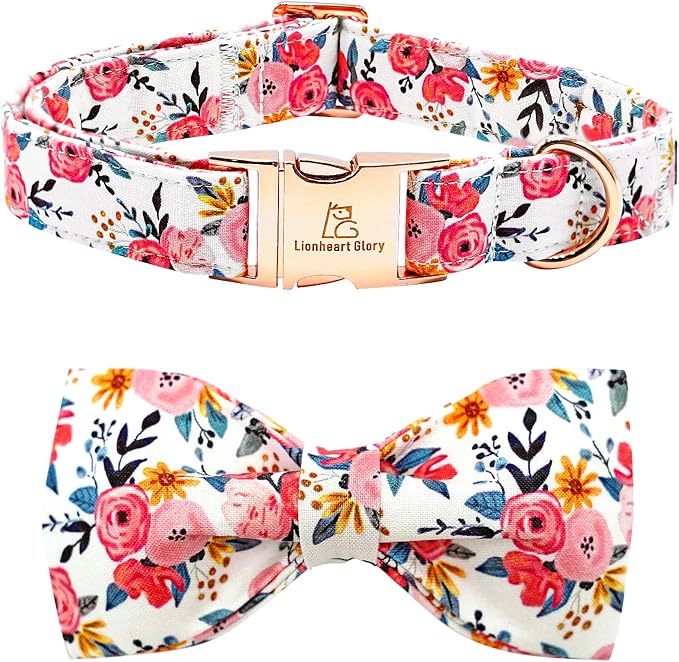 Lionheart glory Dog Collar Bow Collar Floral Dog Collar by LionheartGlory