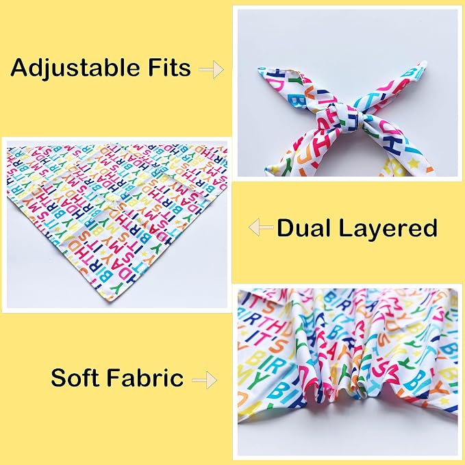 Birthday Dog Bandanas 1 Pack, Colorful HBD Dog Scarfs - Image 4