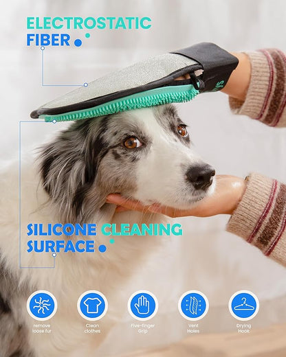 Pet Hair Removal Glove for Dogs & Cats, 2-in-1 Double-Sided Pet Grooming Tool - Image 3