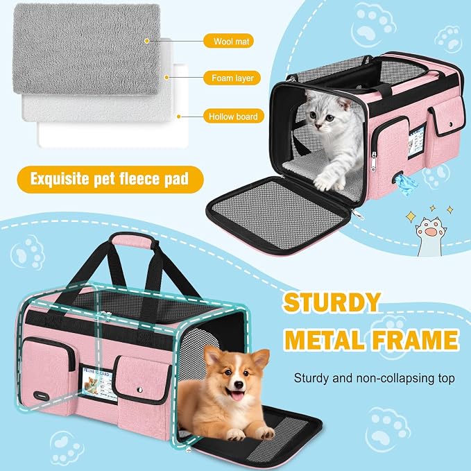 HUANLANG Soft-Sided Cat Carrier Airline Approved, Dog Carriers - Image 8