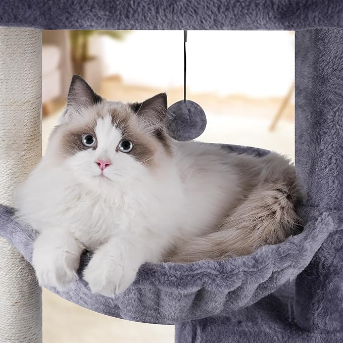 37.4" Cat Tree Tower with Twin Cat Condos - Image 5