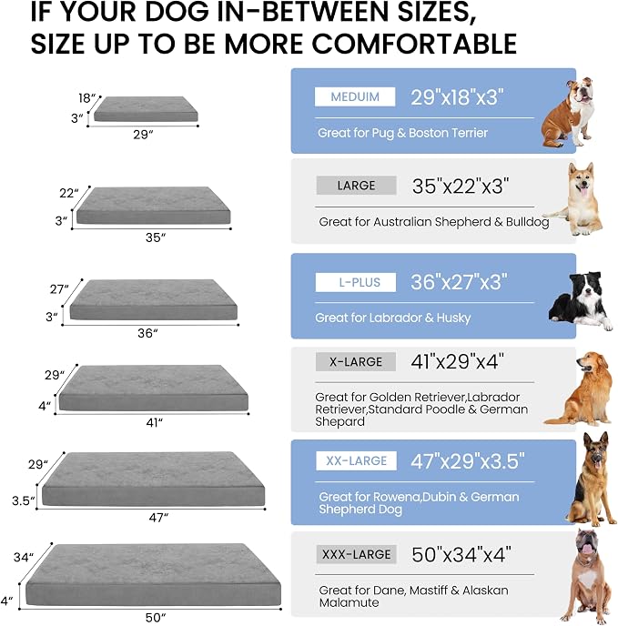 Orthopedic Memory Foam Bed for Large Dogs, Waterproof Cooling Pet Mats for Crate - Image 5