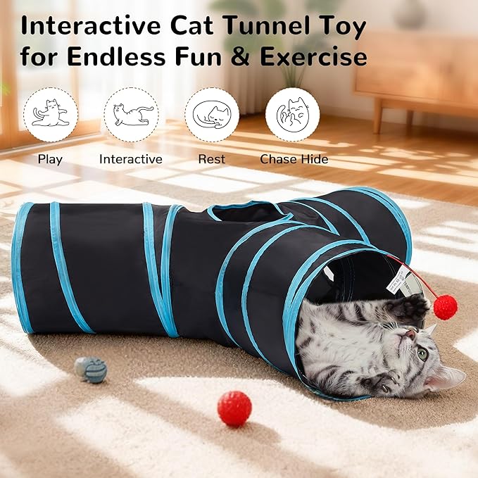 Tempcore Pet Cat Tunnel Tube Cat Toys 3 Way Collapsible, Tunnels - Image 3