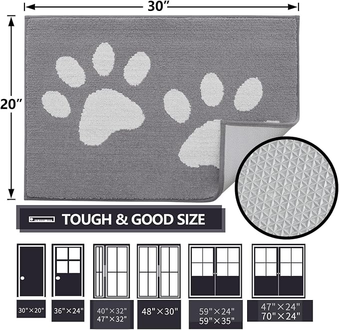 Buganda Dog Door Mat for Muddy Paws, Absorbent Dirt Trapper Washable Indoor - Image 2