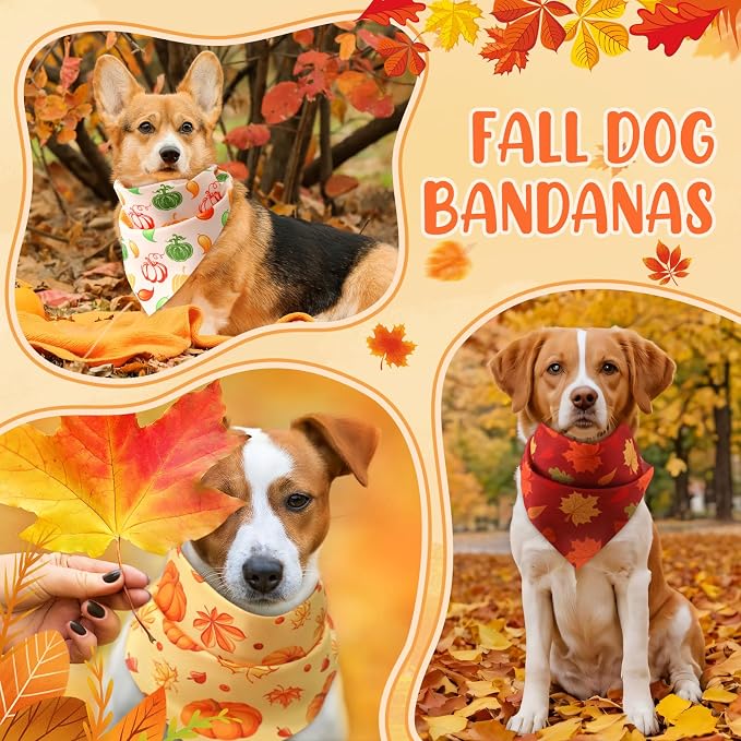 Abbylike 50 Pcs Fall Thanksgiving Dog Bandana Bulk Pumpkin Bandana - Image 7