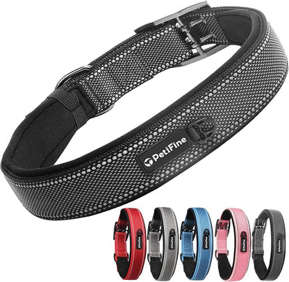 PetiFine Dog Collar for Large Dogs, Neoprene Padded and Adjustable, Reflective by PetiFine