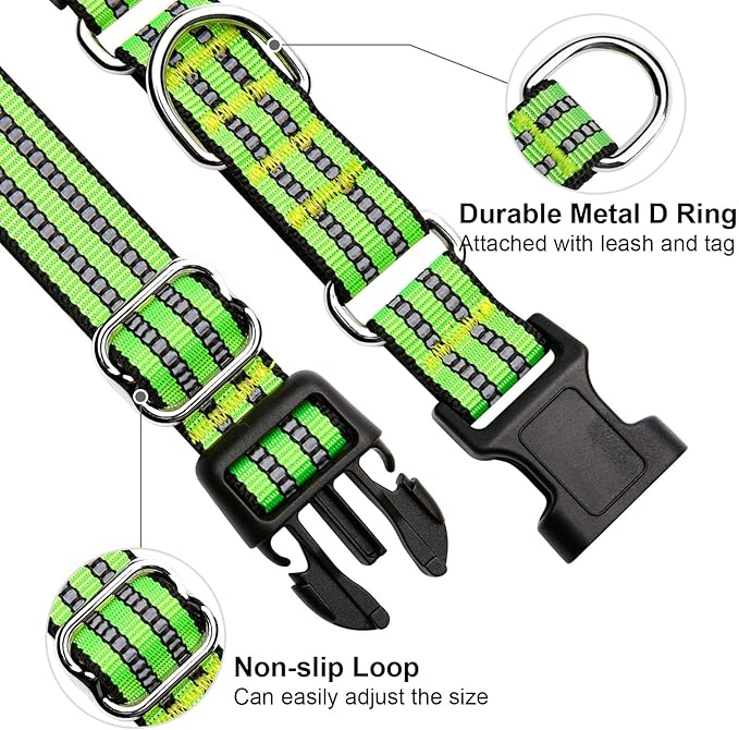 Martingale Dog Collar, Adjustable Nylon Reflective Collar - Image 3