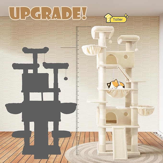 SHA CERLIN 81in Multi-Level Tall Cat Tree Tower - Image 4