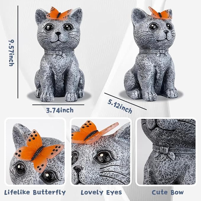 Solar Cat Garden Statues Outdoor Decor - Image 3