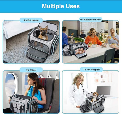 Airline Approved Pet Carrier, Large Soft Sided Pet Travel TSA Carrier 4 Sides - Image 4