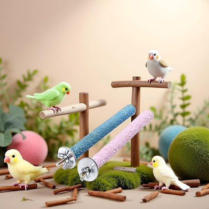 2 Pcs Bird Perch Stand Toy, Random Bird Perch Stand Toy Wood Parrot Grinding - Image 5