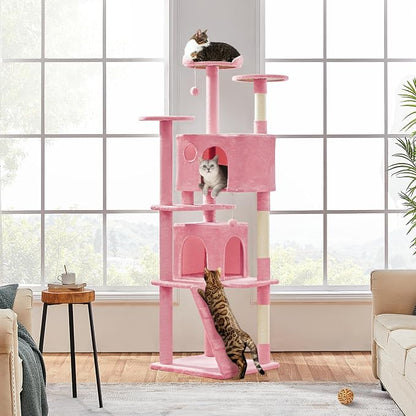 Yaheetech XL Cat Tree, 80in Multi-Level Cat Tower w/Scratching Posts, Double - Image 3