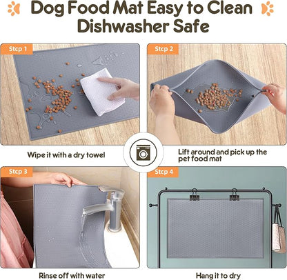 Dog Cat Food Mat for Food and Water Silicone Pet Feeding Mat Water Bowl Dish - Image 6