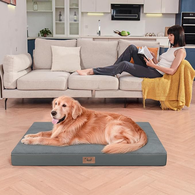 Plush Dog Bed for Medium Dogs, Waterproof Dog Crate Mat Orthopedic Egg Crate - Image 4