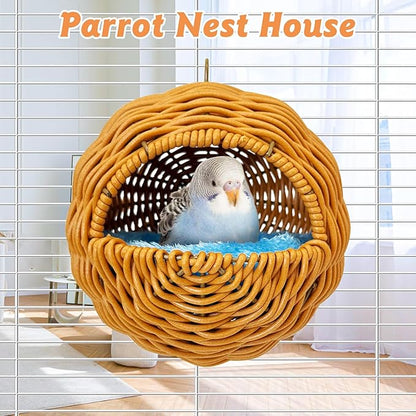 BNOSDM Rattan Bird Nest Parrot Nesting House Parakeet Nesting Soft Lovebird - Image 4