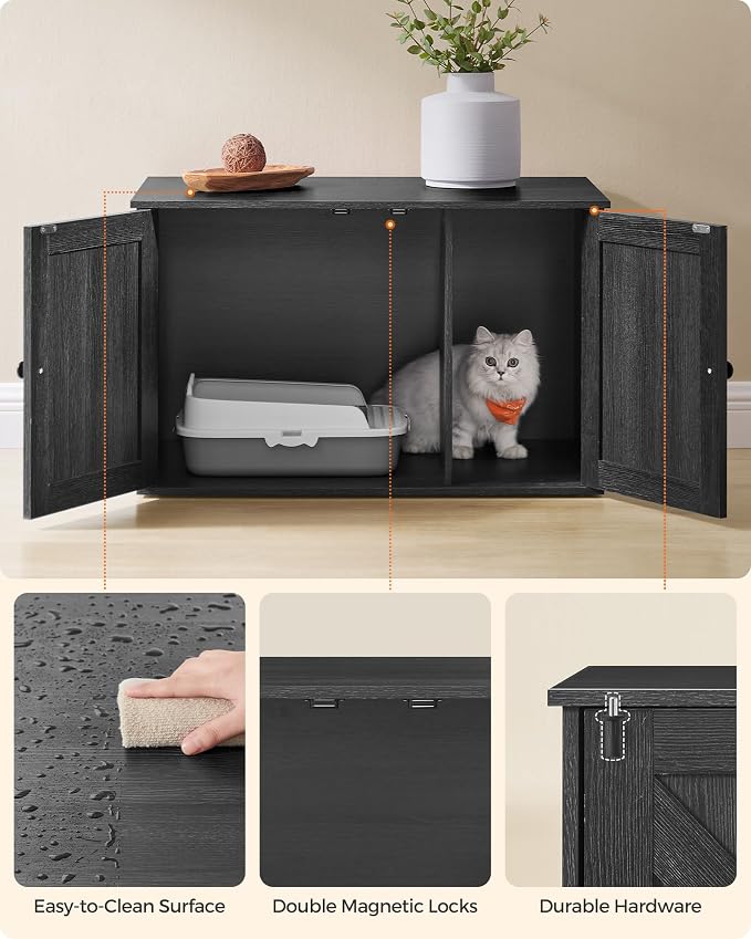 Feandrea Cat Litter Box Enclosure, Litter Box Furniture Hidden - Image 9