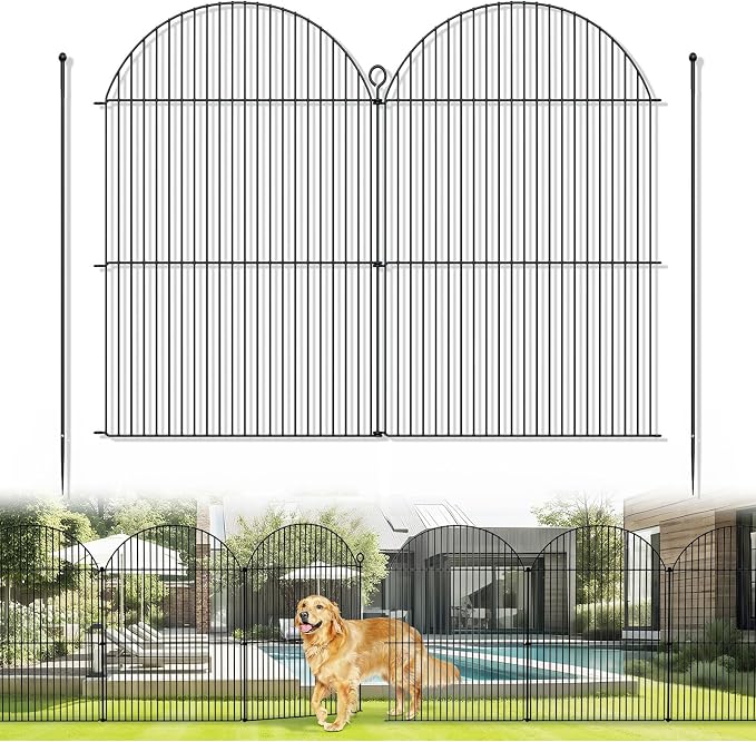 10Pcs No Dig Garden Fence, 32in/24ft Rustproof Metal Dog Fence Outdoor by Tivray
