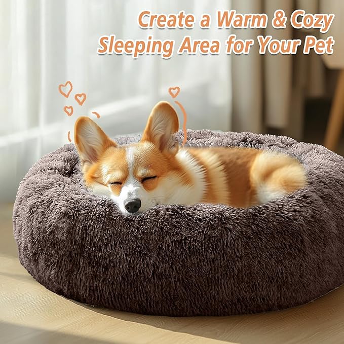 JOLLYVOGUE Calming Dog Bed Medium Size Dog, Anti-Anxiety Donut Medium Pet Bed - Image 5