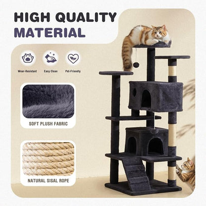 Cat Tree 54 Inch, Sisal Scratching Posts and Climbing Ladder, Pet Play Toy - Image 6
