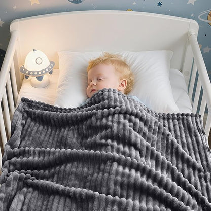Soft Fleece Baby Blanket Ultra Cozy Grey Baby Blankets - Image 3