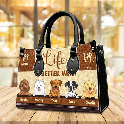 Personalized Pet Mom Leather Handbag – Custom Name Dog Cat Photo Purse - Image 7