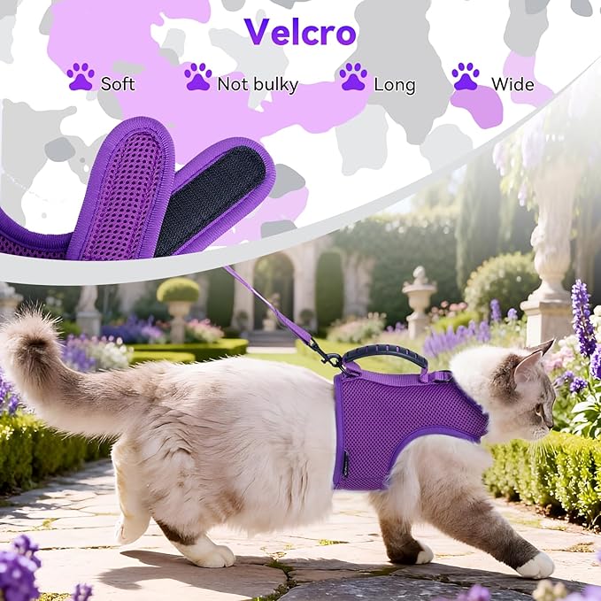 Cat Harness and Leash for Walking Escape Proof Breathable Mesh Fabric, - Image 5