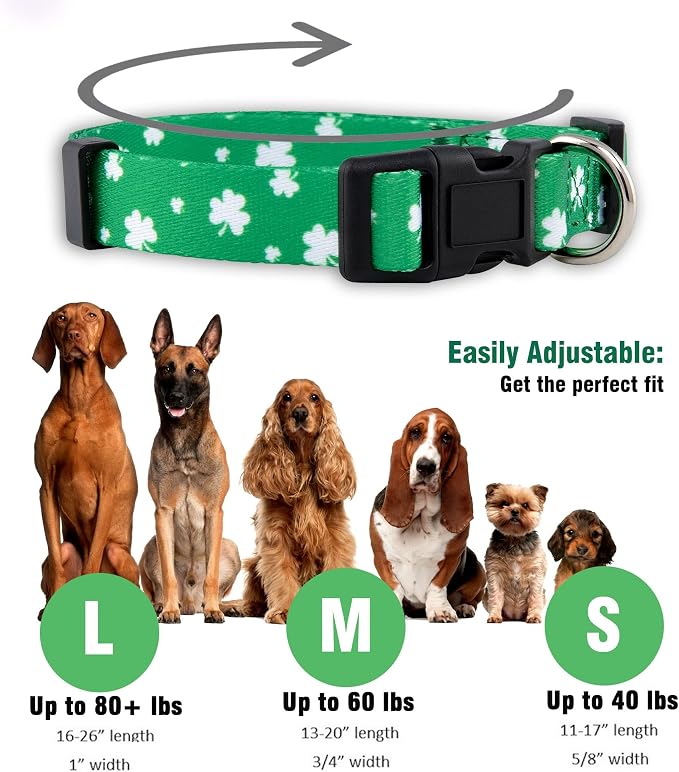 Native Pup St Patricks Dog Collar- Saint Patrick Green Shamrock Pet Collars- - Image 3
