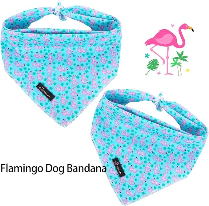 ARING PET Summer Dog Bandanas, Turquoise Flamingo Kerchief Triangle Bibs Scarf - Image 3